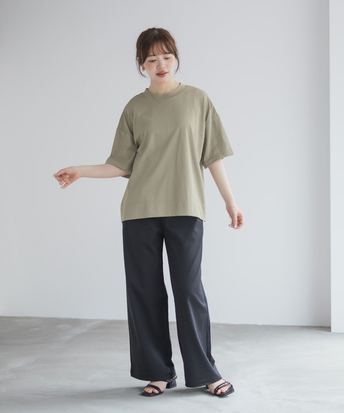 nAvy エブリーT 汗じみ軽減 プチハイネックTシャツ レディース ネコポス 対応商品