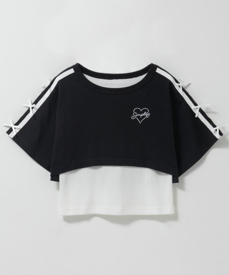 Simplify  リボンフェイクレイヤードプルオーバー キッズ メール便 対応商品商品画像-3