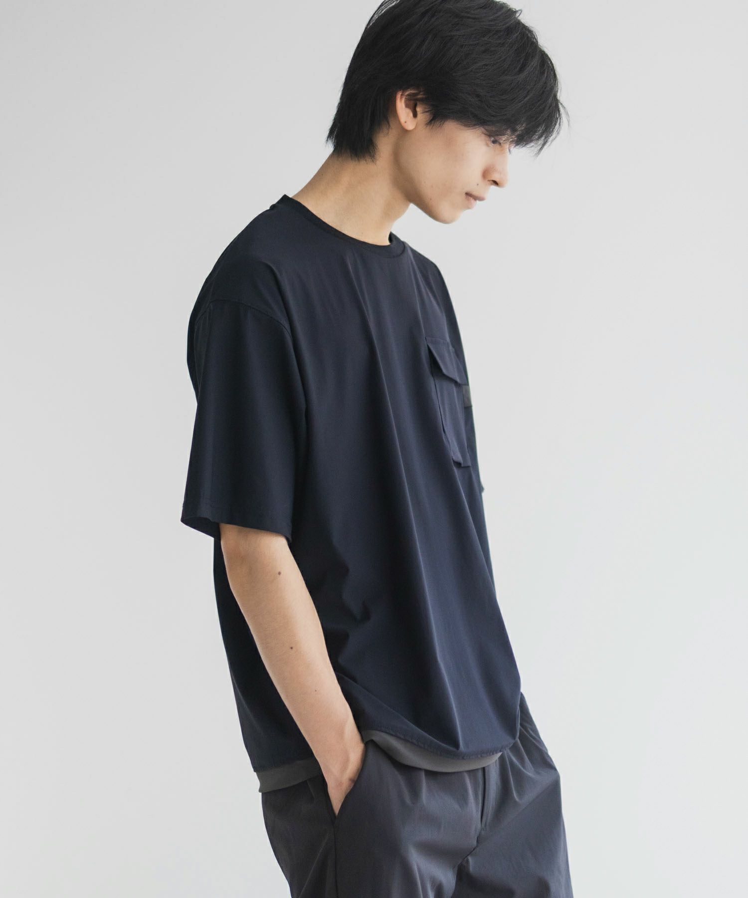 NAVY  SARARI 極冷Tシャツ メンズ メール便 対応商品商品画像-16