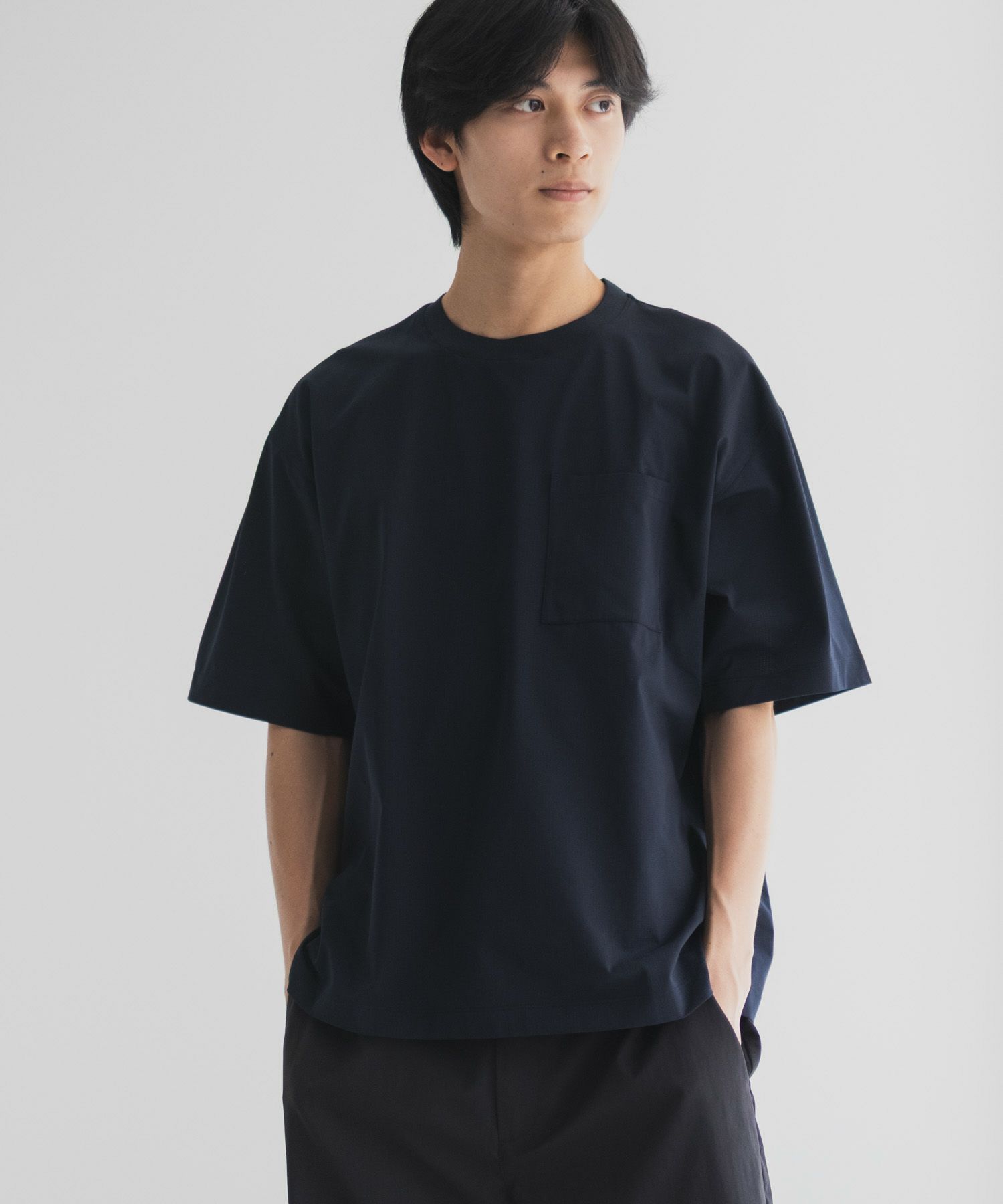 NAVY  KAZETOSU メッシュクルーネックTシャツ メンズ メール便 対応商品商品サムネイル-1