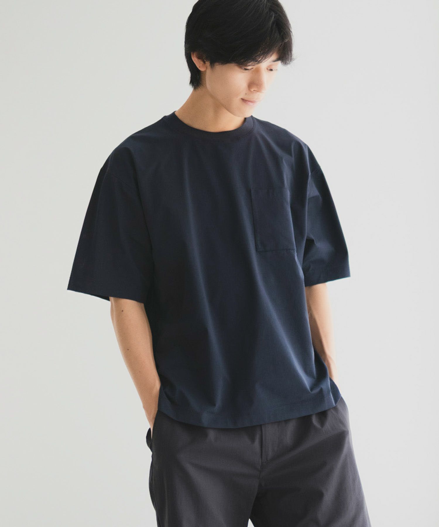 NAVY  KAZETOSU メッシュクルーネックTシャツ メンズ メール便 対応商品商品画像-7