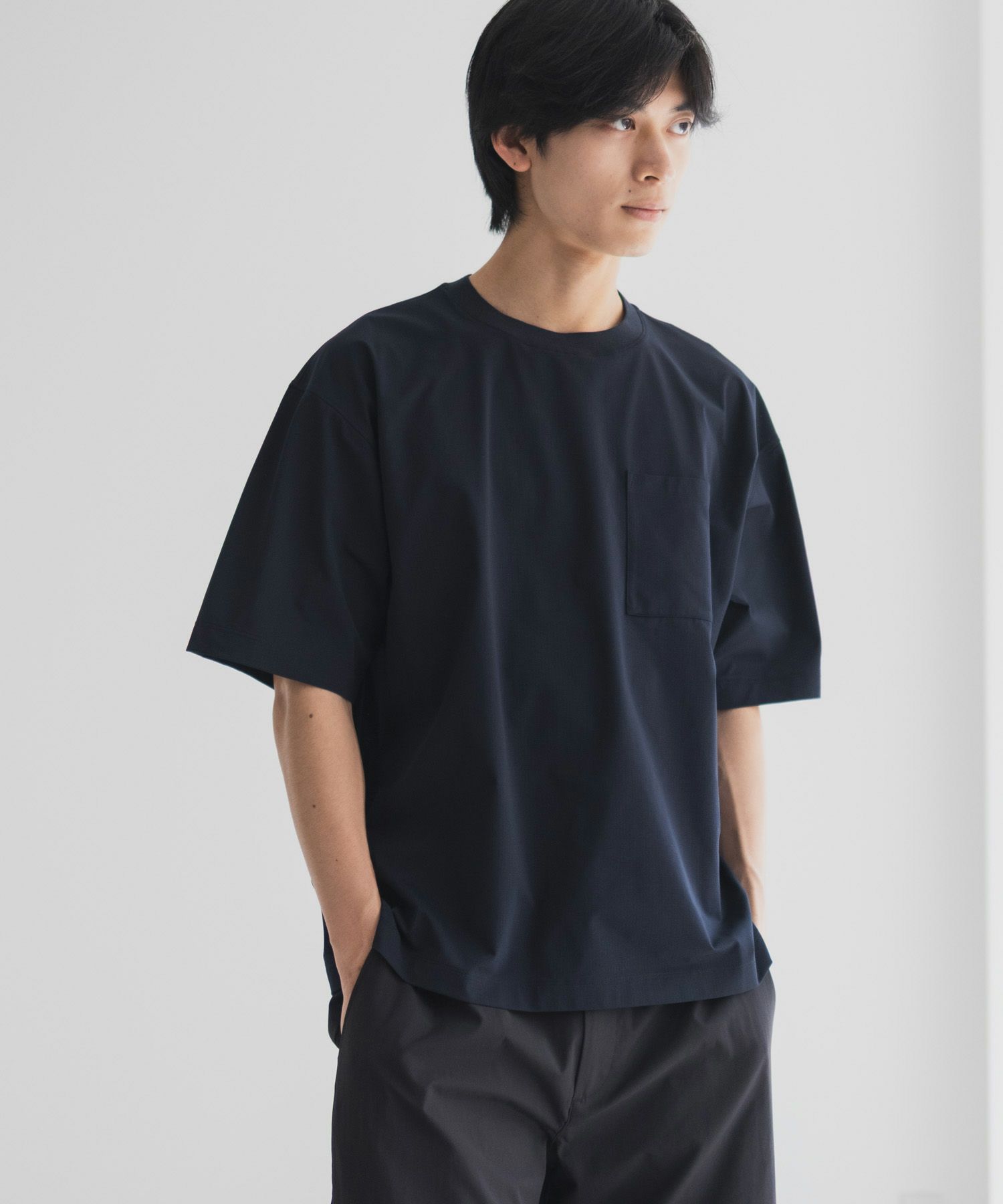 NAVY  KAZETOSU メッシュクルーネックTシャツ メンズ メール便 対応商品商品画像-8