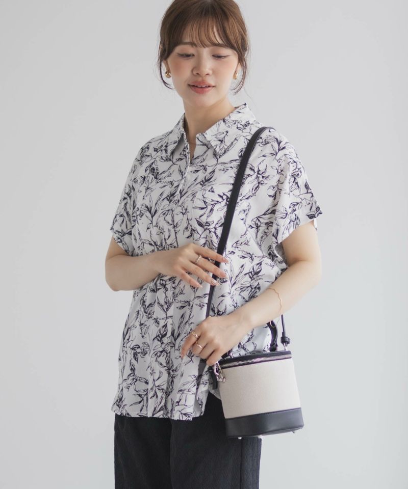 Howdy Marie インドファブリック 前開きフレンチスリーブシャツ レディース商品画像-1