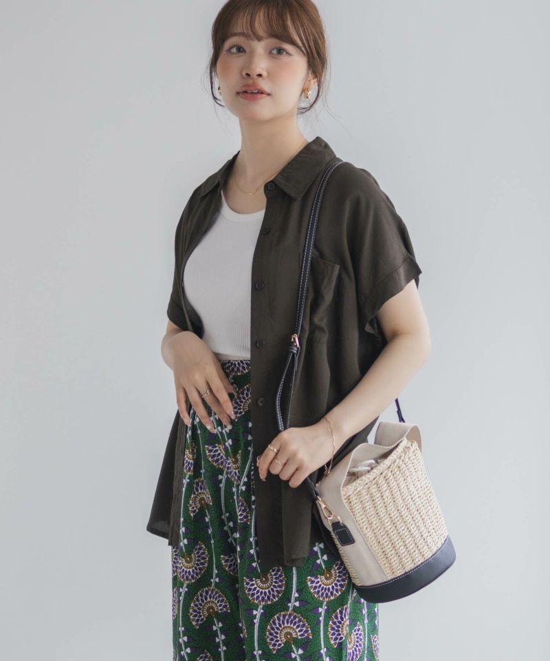 Howdy Marie  インドファブリック 前開きフレンチスリーブシャツ レディース商品画像-2