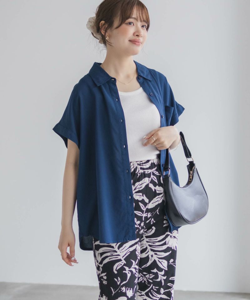 Howdy Marie  インドファブリック 前開きフレンチスリーブシャツ レディース商品画像-3