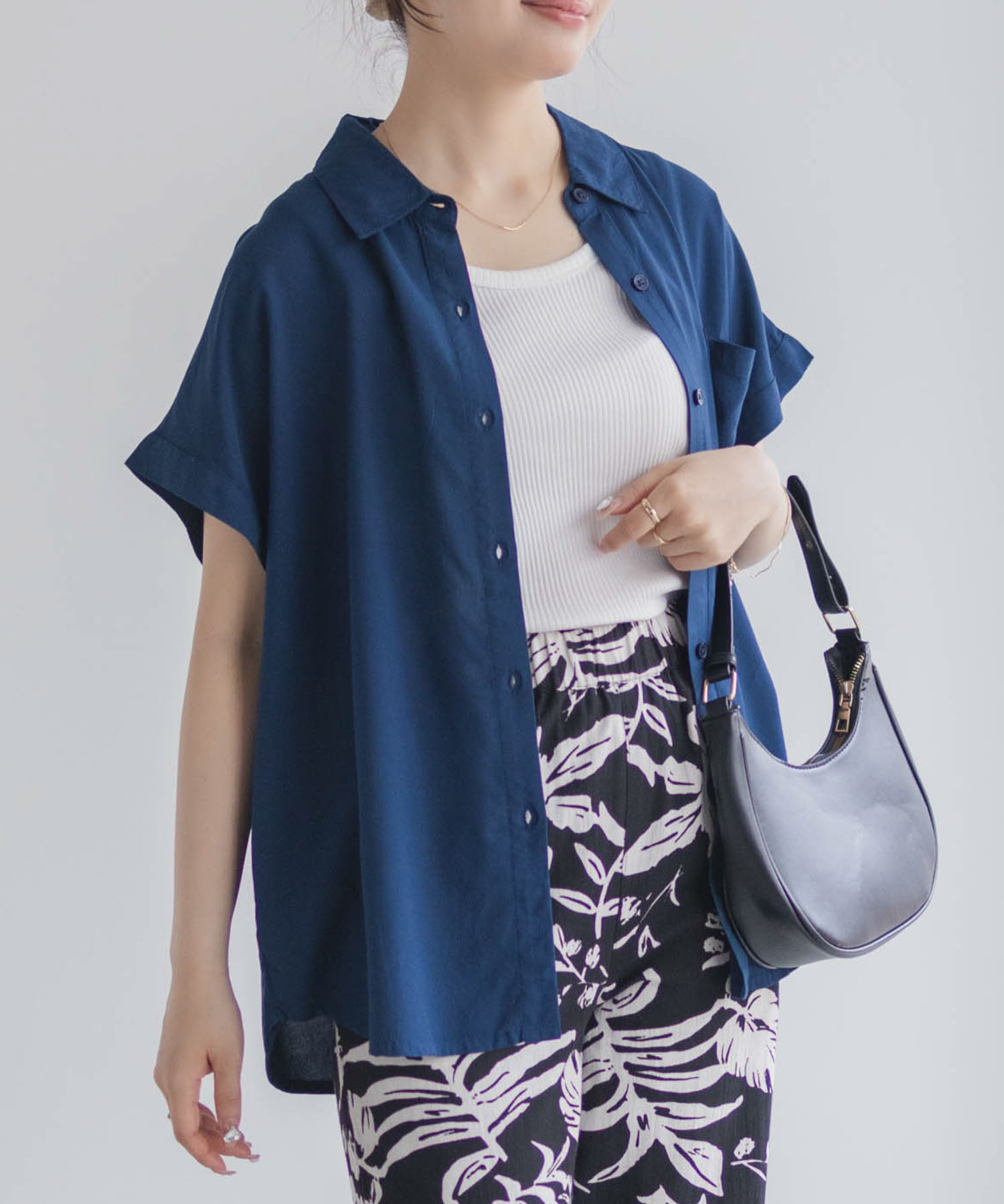 Howdy Marie  インドファブリック 前開きフレンチスリーブシャツ レディース商品画像-3