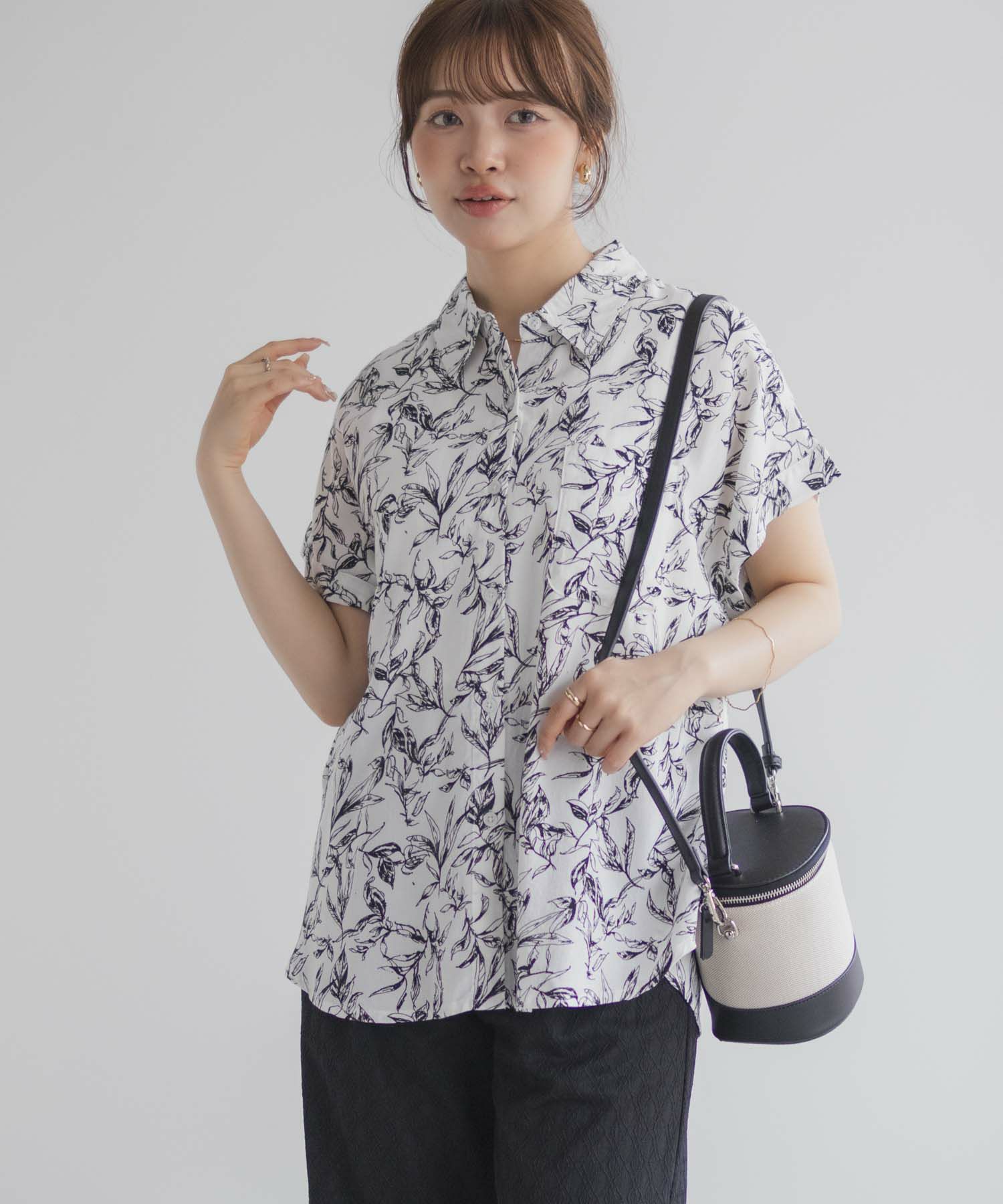 Howdy Marie  インドファブリック 前開きフレンチスリーブシャツ レディース商品画像-6
