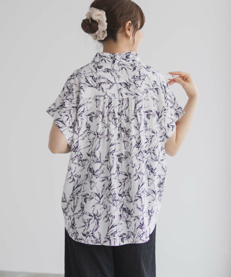 Howdy Marie インドファブリック 前開きフレンチスリーブシャツ レディース商品画像-8