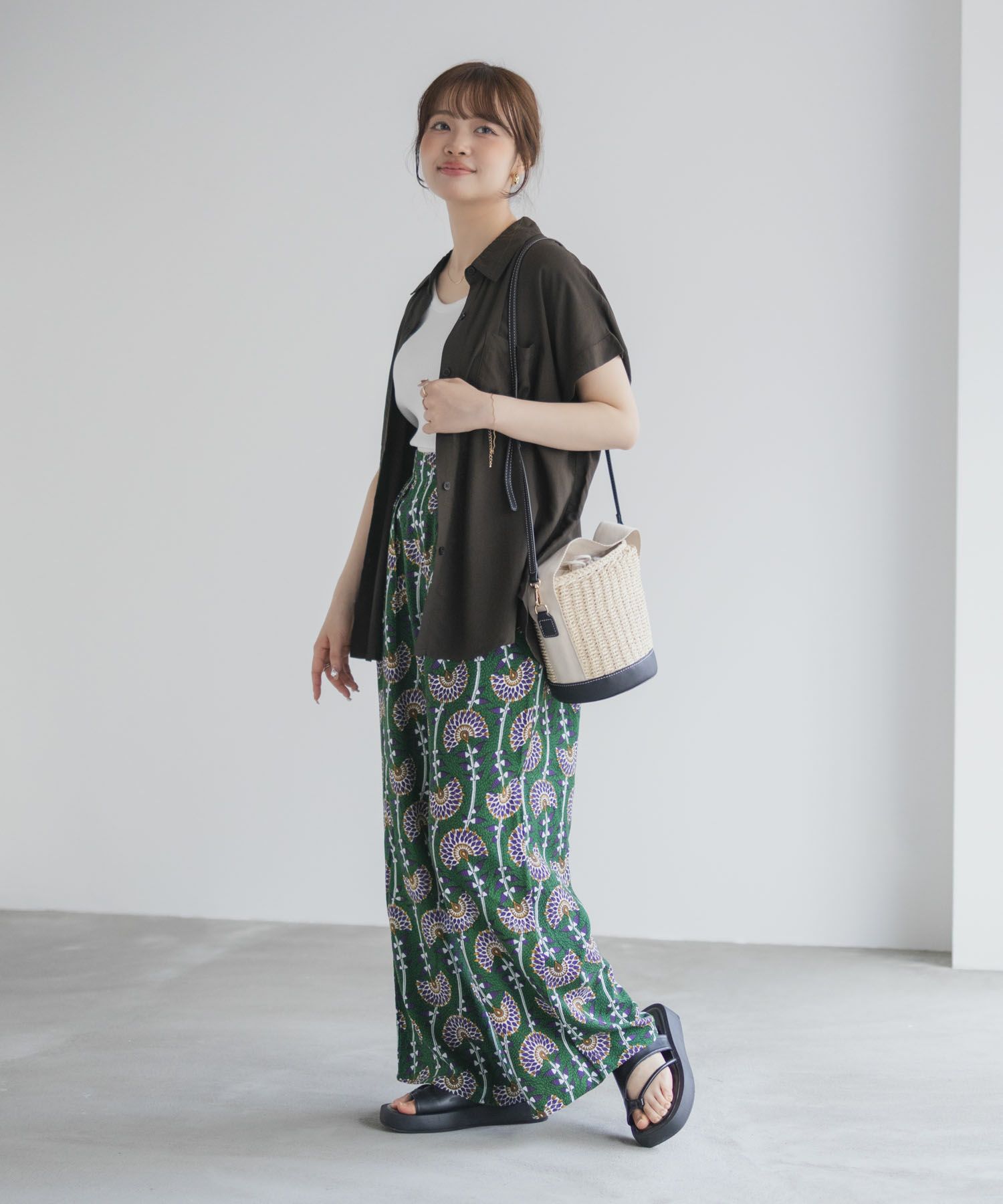 Howdy Marie  インドファブリック 前開きフレンチスリーブシャツ レディース商品画像-13