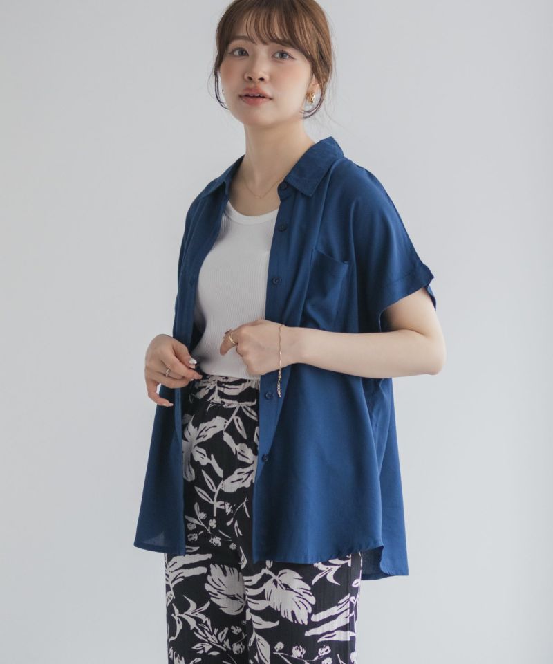Howdy Marie インドファブリック 前開きフレンチスリーブシャツ レディース商品画像-14
