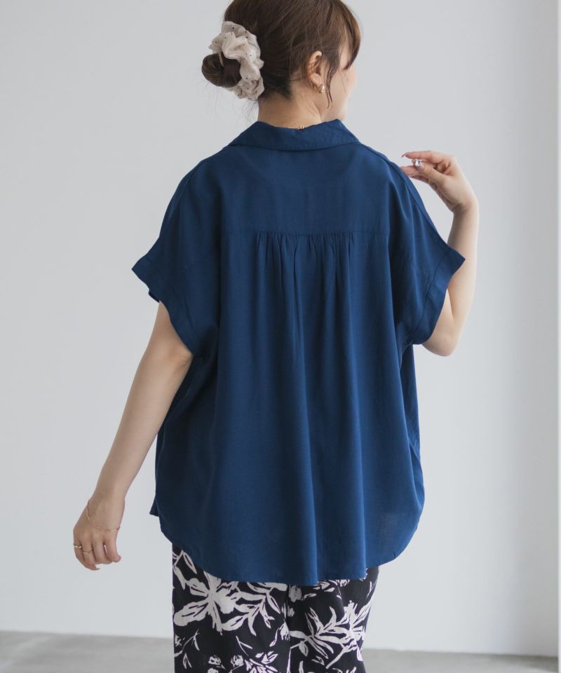 Howdy Marie インドファブリック 前開きフレンチスリーブシャツ レディース商品画像-15