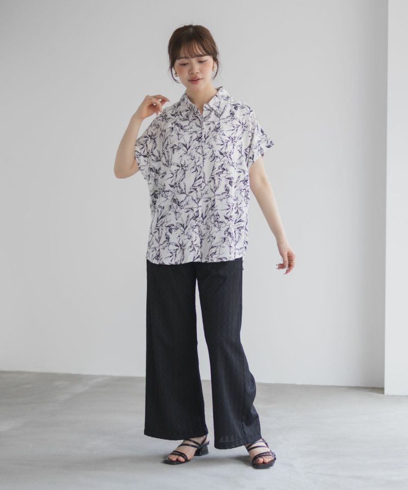 Howdy Marie  インドファブリック 前開きフレンチスリーブシャツ レディース商品画像-25