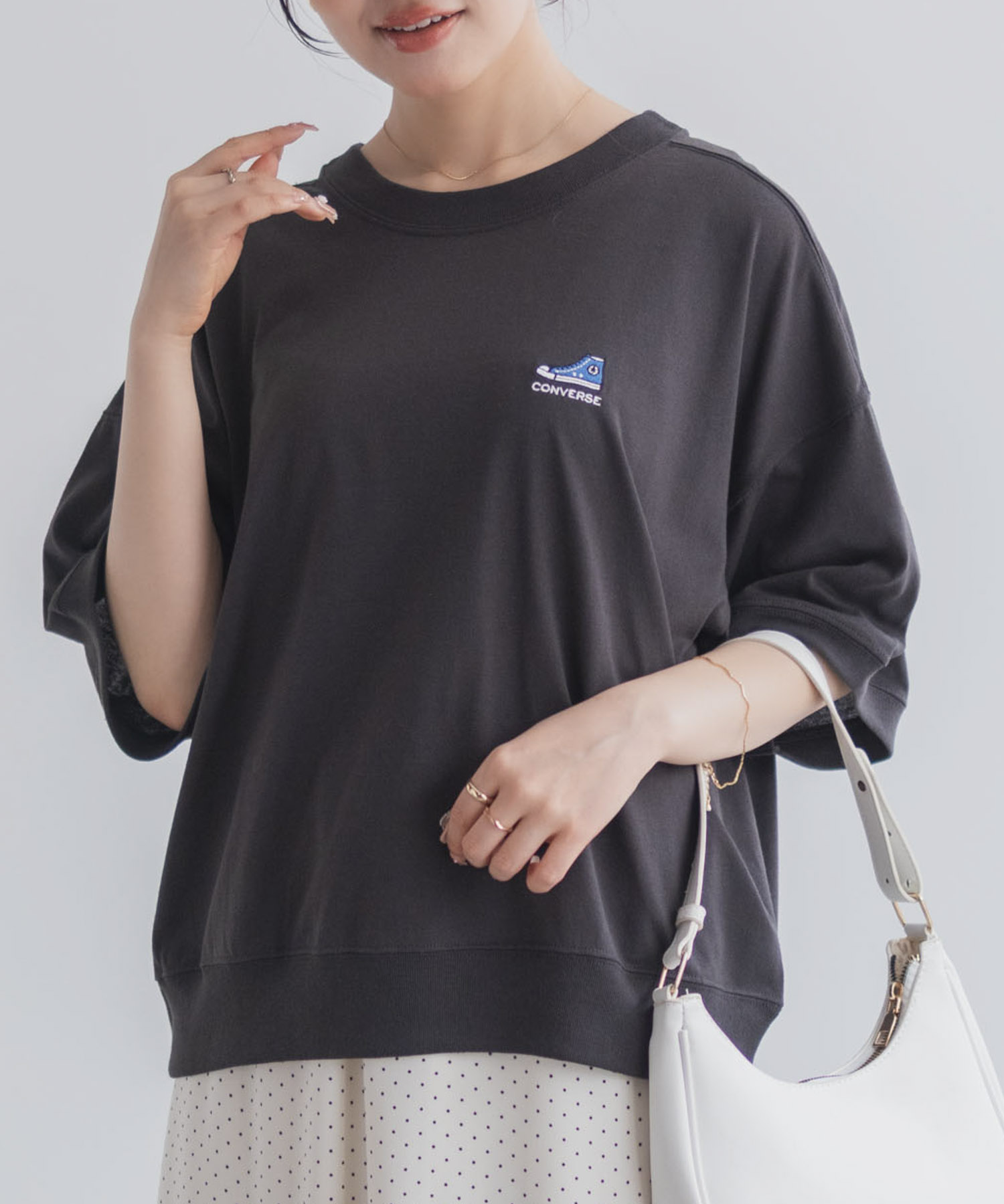 CONVERSE  ワンポイントシューズTシャツ レディース メール便 対応商品商品画像-1