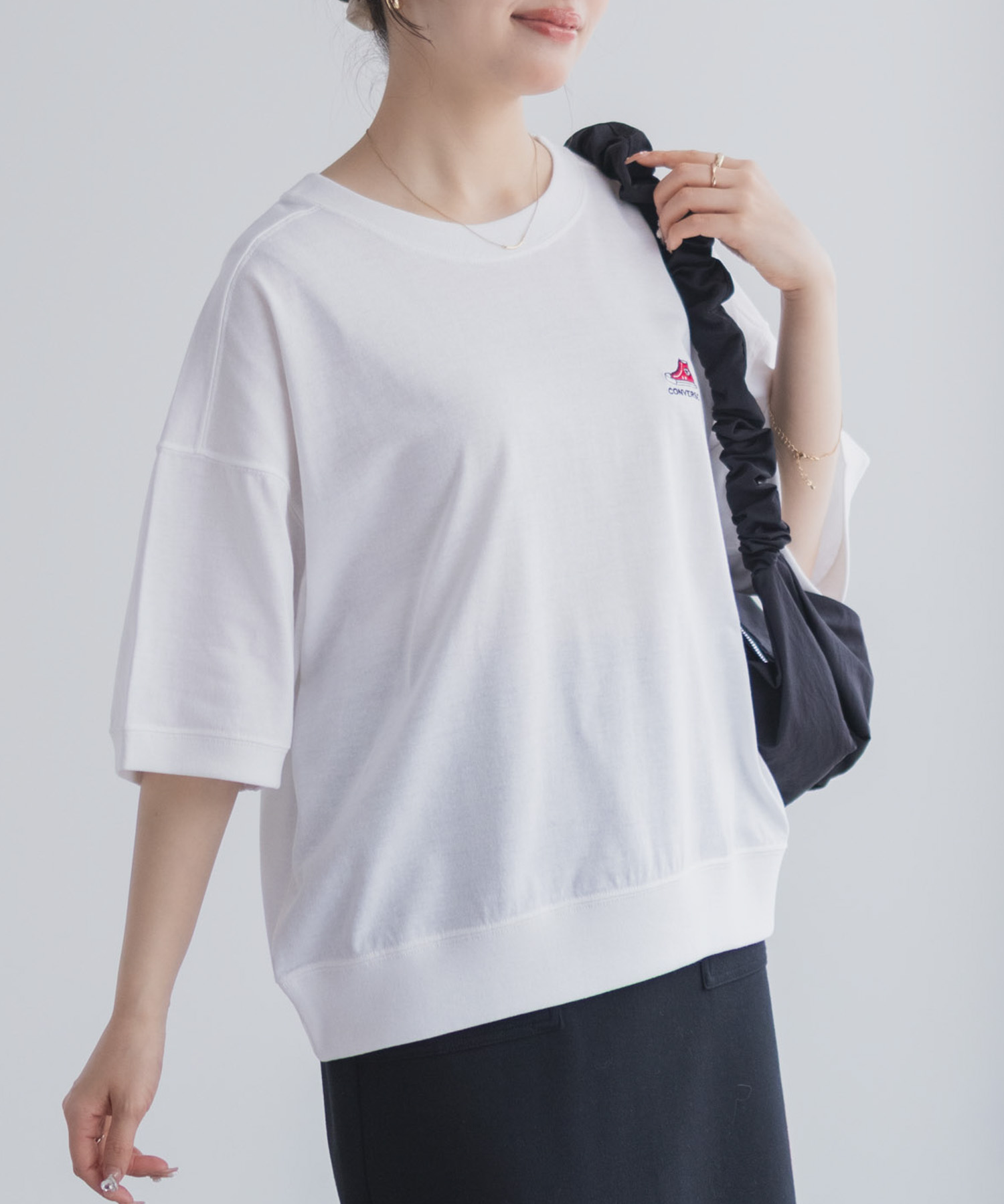 CONVERSE  ワンポイントシューズTシャツ レディース メール便 対応商品商品画像-2