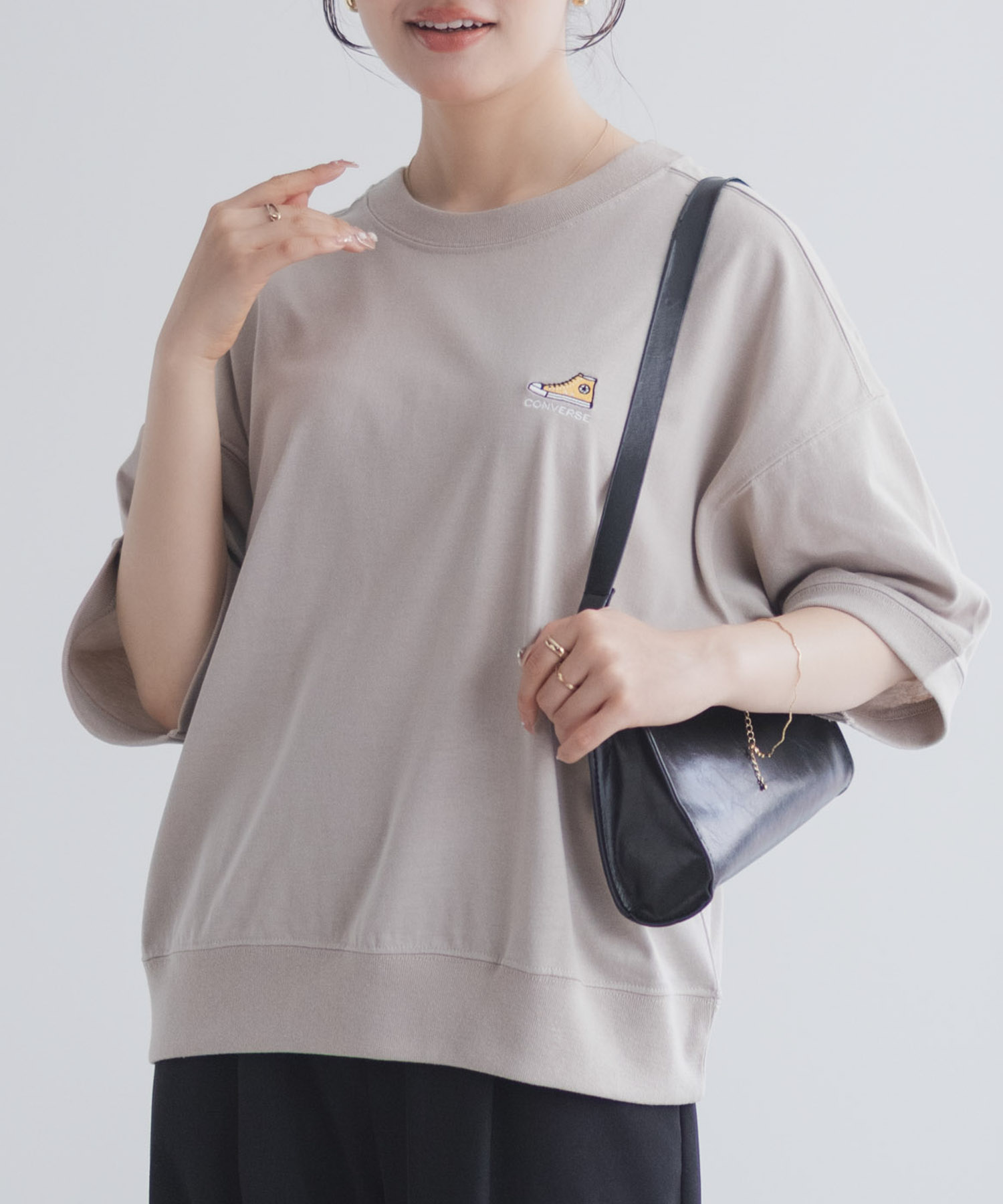 CONVERSE  ワンポイントシューズTシャツ レディース メール便 対応商品商品画像-3