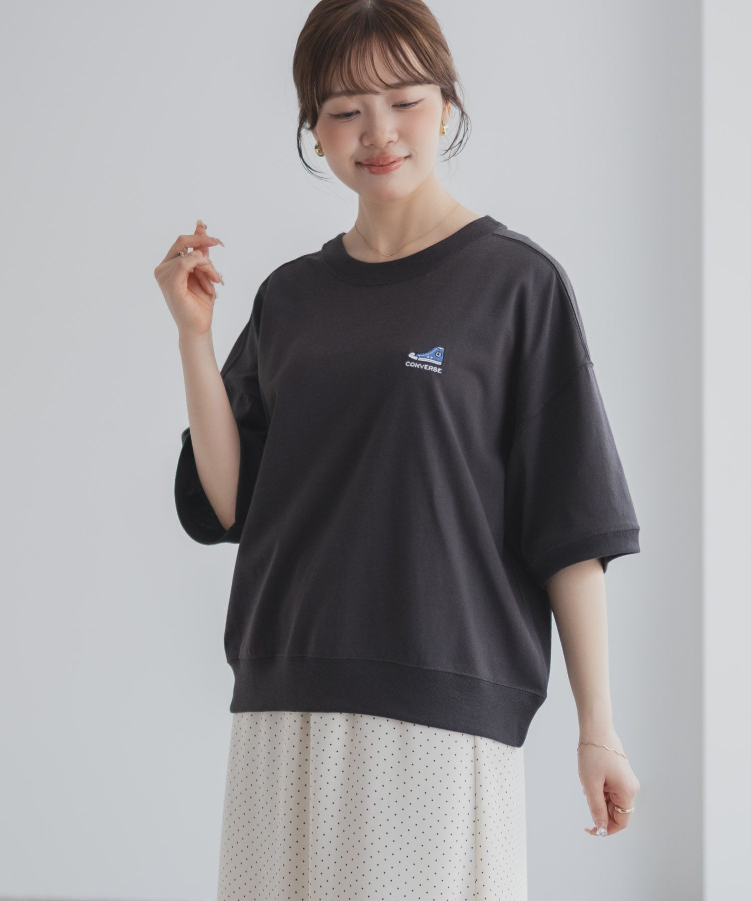 CONVERSE  ワンポイントシューズTシャツ レディース メール便 対応商品商品画像-5