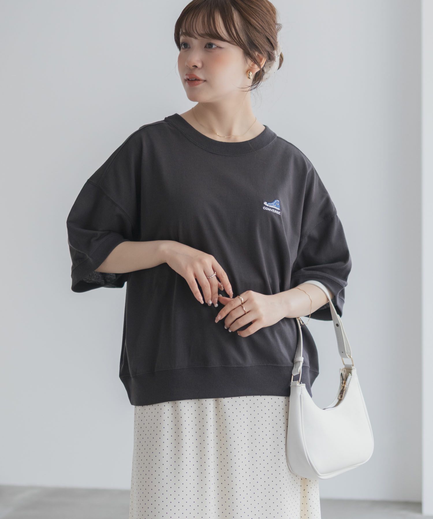 CONVERSE  ワンポイントシューズTシャツ レディース メール便 対応商品商品サムネイル-6