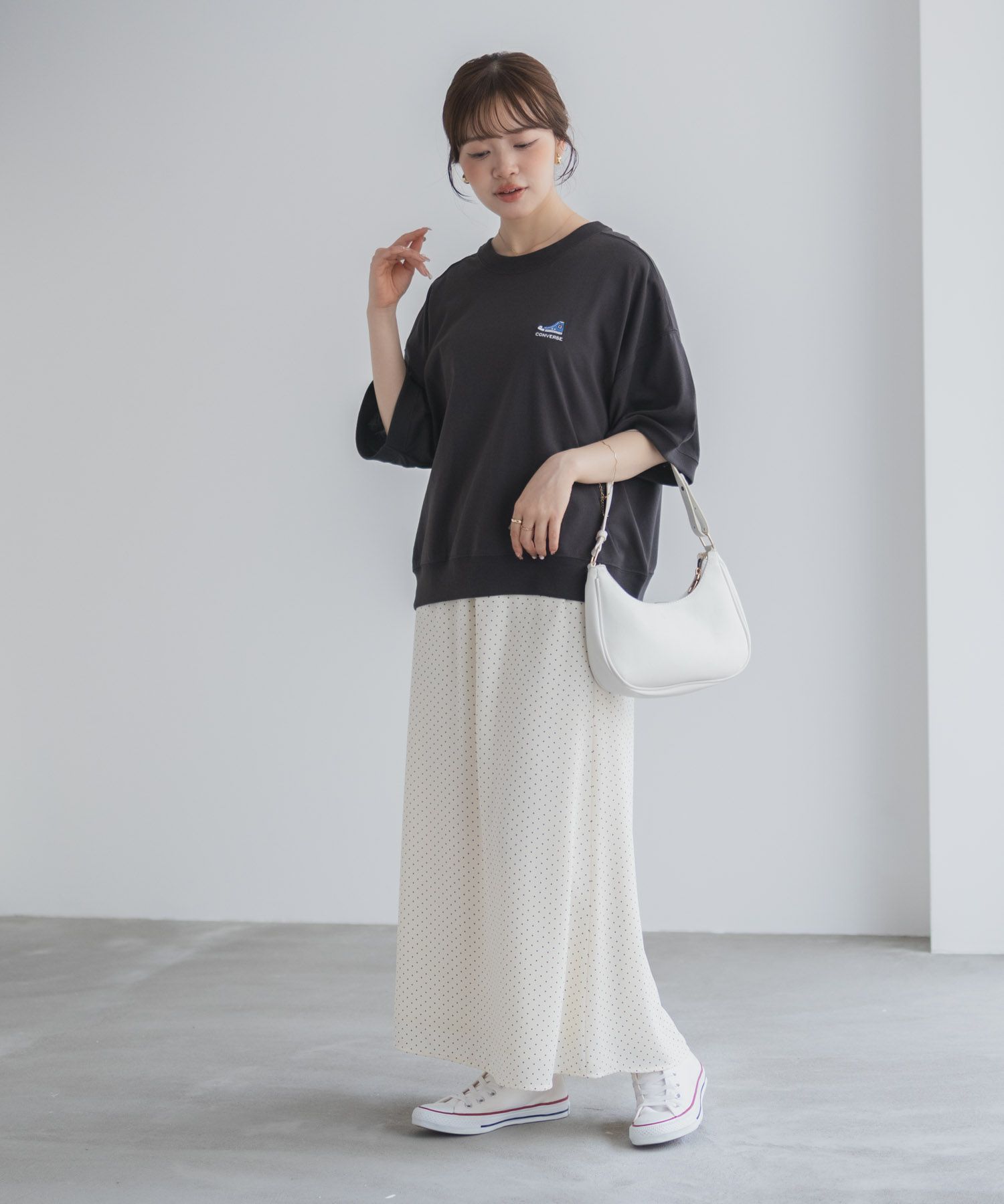 CONVERSE  ワンポイントシューズTシャツ レディース メール便 対応商品商品画像-9