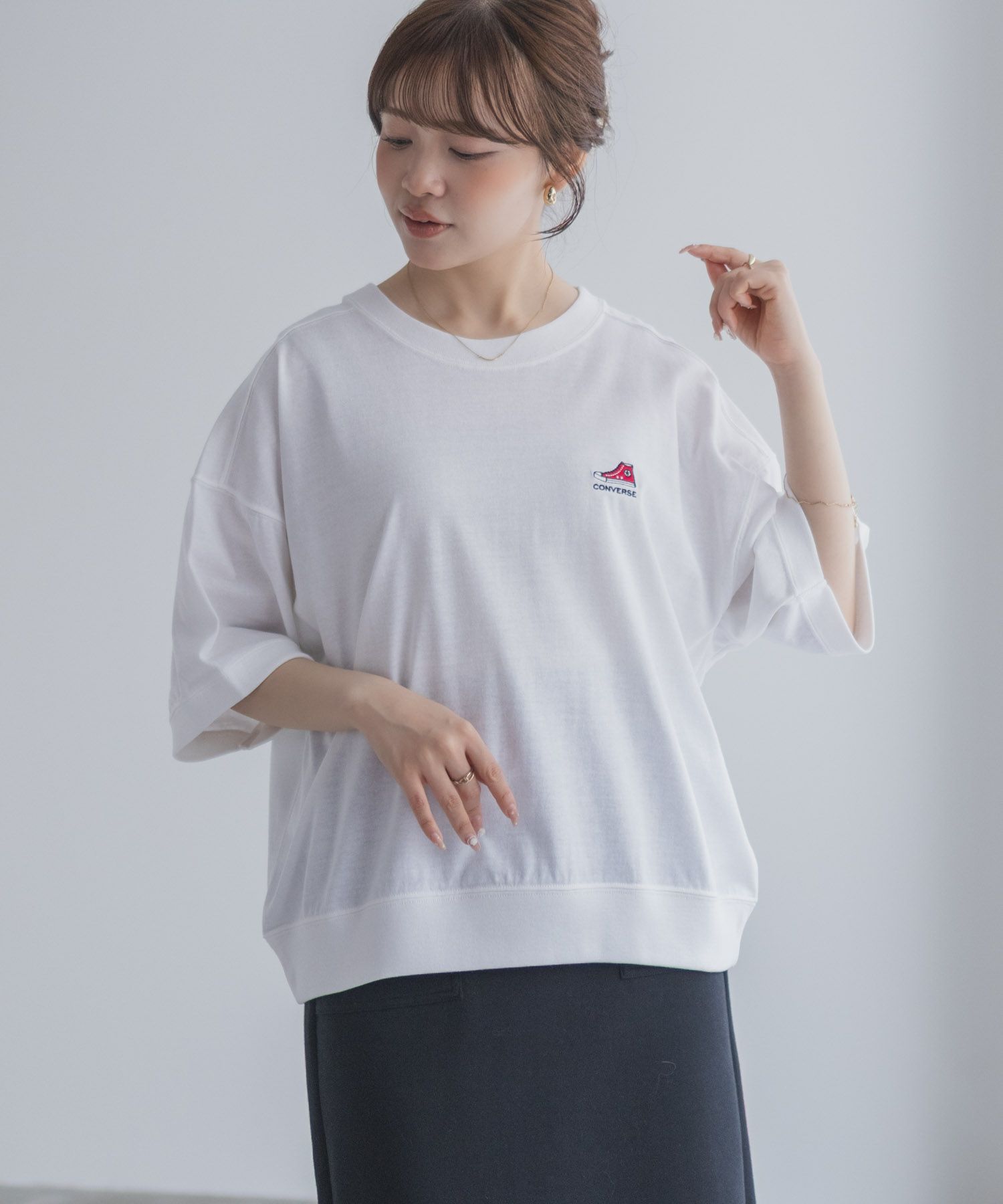 CONVERSE  ワンポイントシューズTシャツ レディース メール便 対応商品商品画像-10