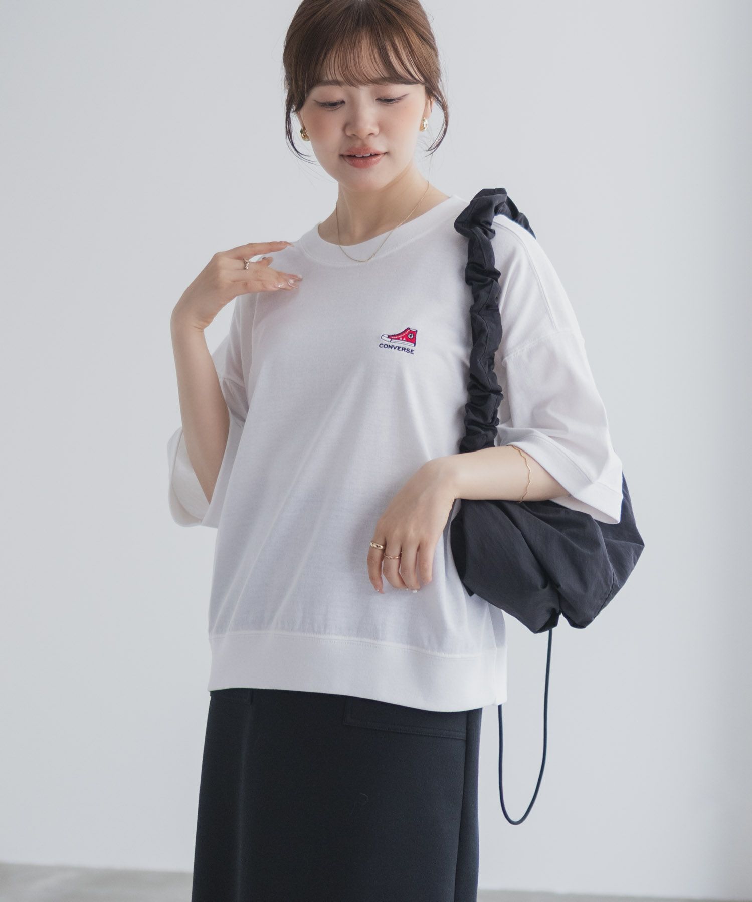 CONVERSE  ワンポイントシューズTシャツ レディース メール便 対応商品商品画像-12