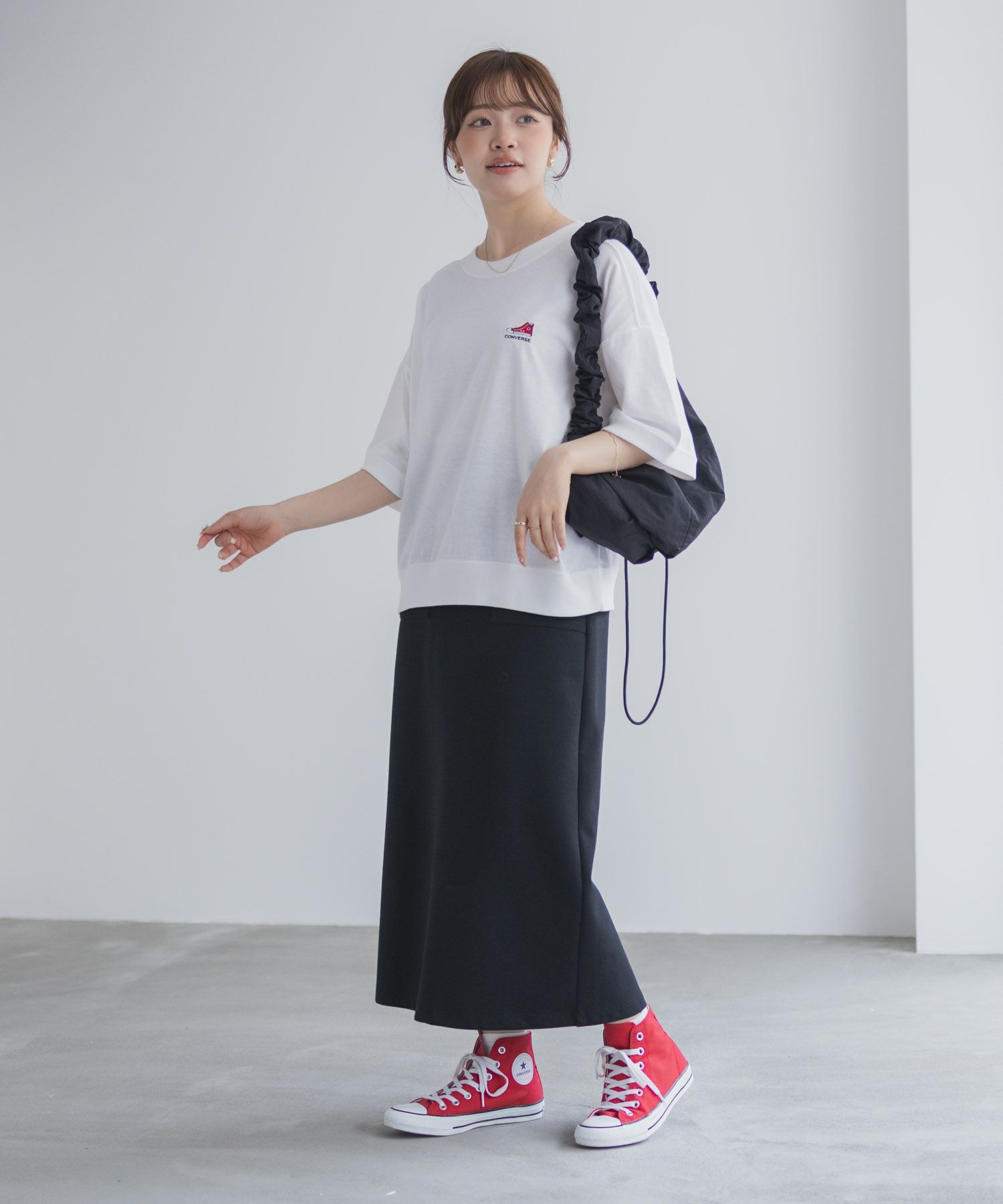 CONVERSE  ワンポイントシューズTシャツ レディース メール便 対応商品商品画像-13