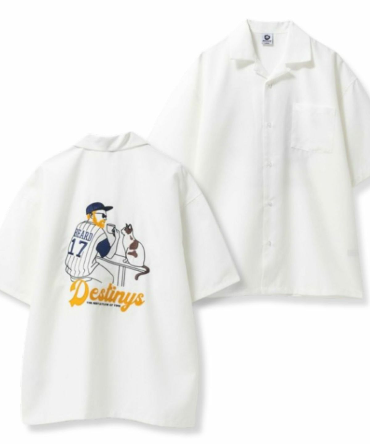 ひげサガラ刺繍半袖シャツ メンズ