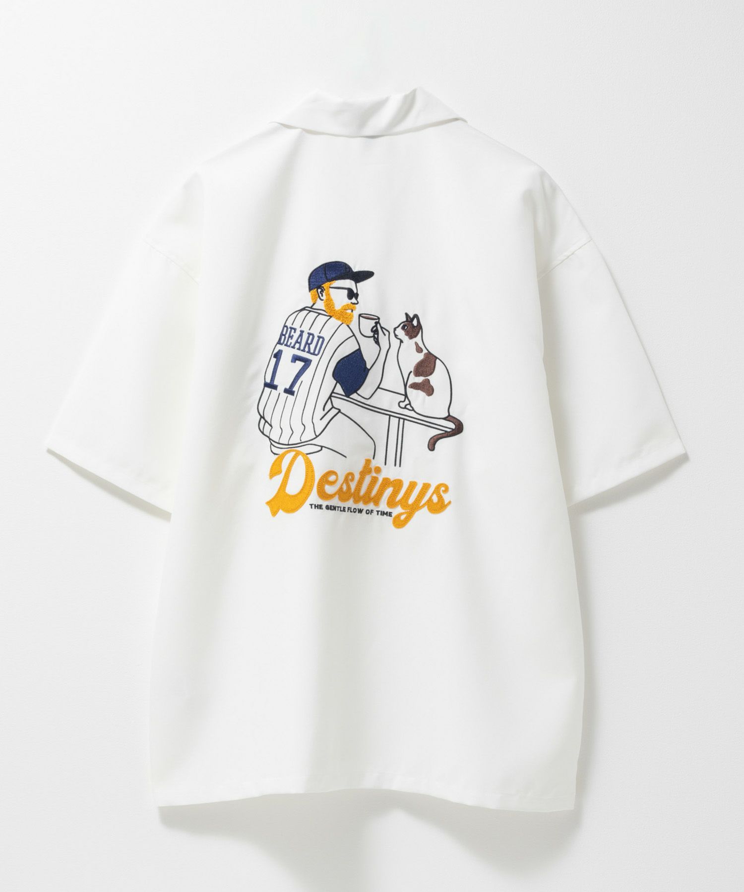 ひげサガラ刺繍半袖シャツ メンズ