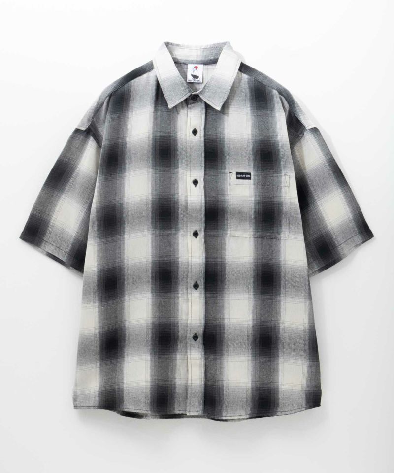 RED CAP GIRL  ルーズサイズバックイラストオンブレーチェック半袖シャツ メンズ商品画像-7