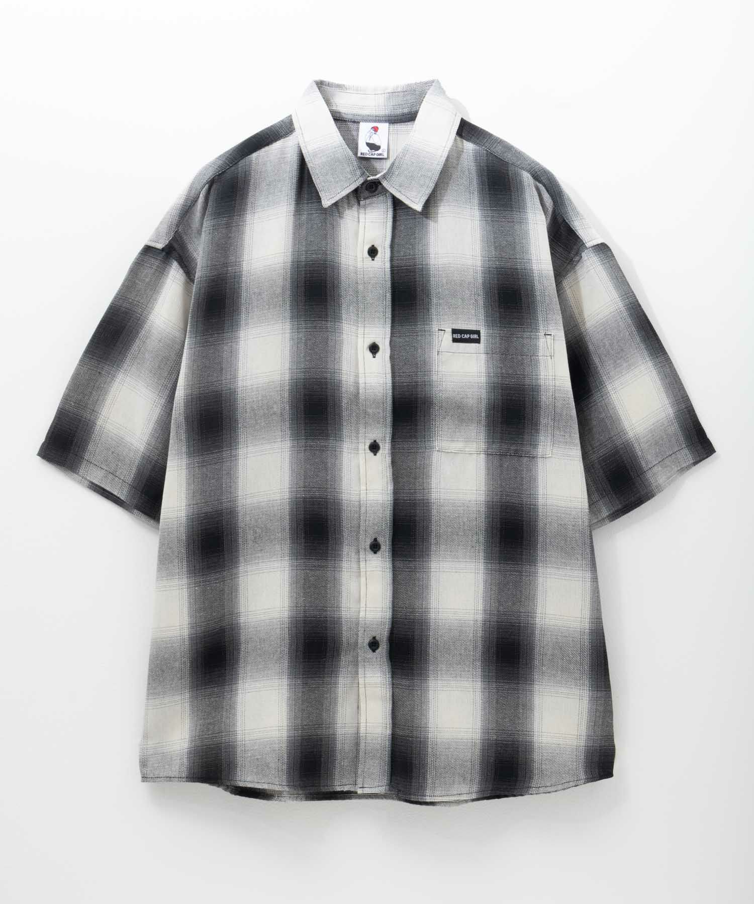 [期間限定価格]RED CAP GIRL  ルーズサイズバックイラストオンブレーチェック半袖シャツ メンズ商品画像-7