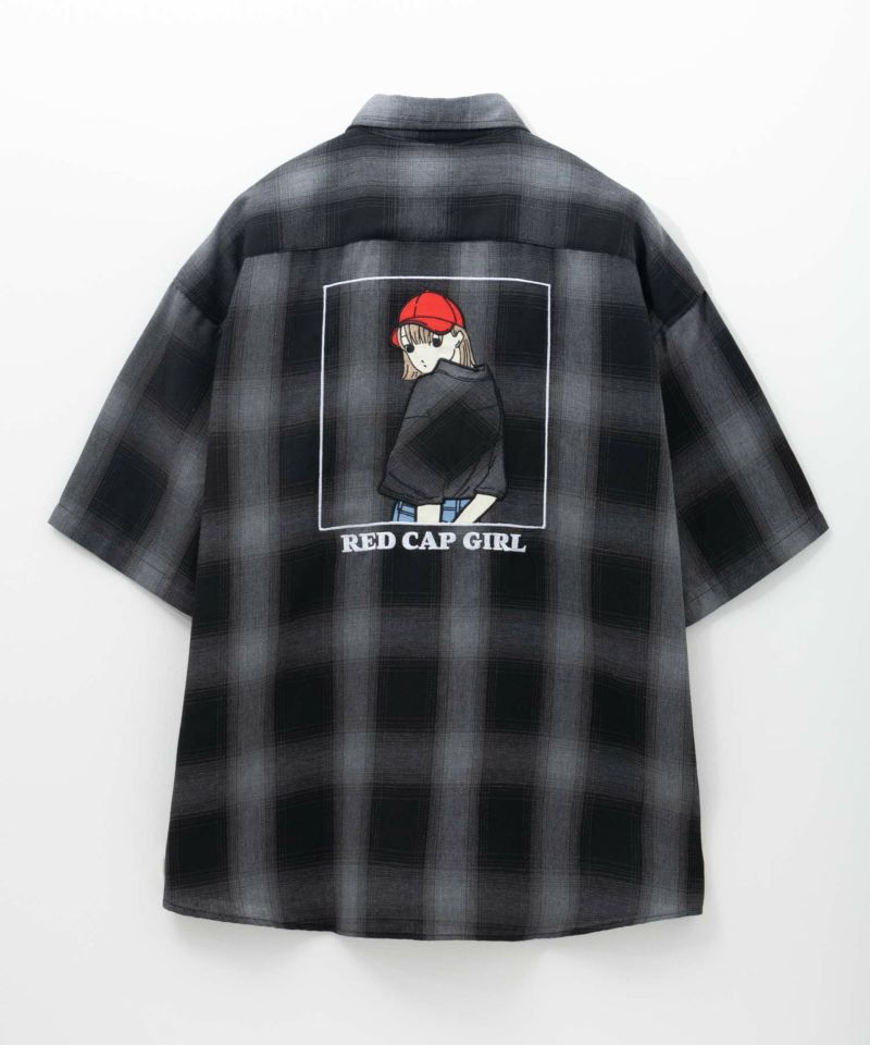 RED CAP GIRL  ルーズサイズバックイラストオンブレーチェック半袖シャツ メンズ商品画像-8