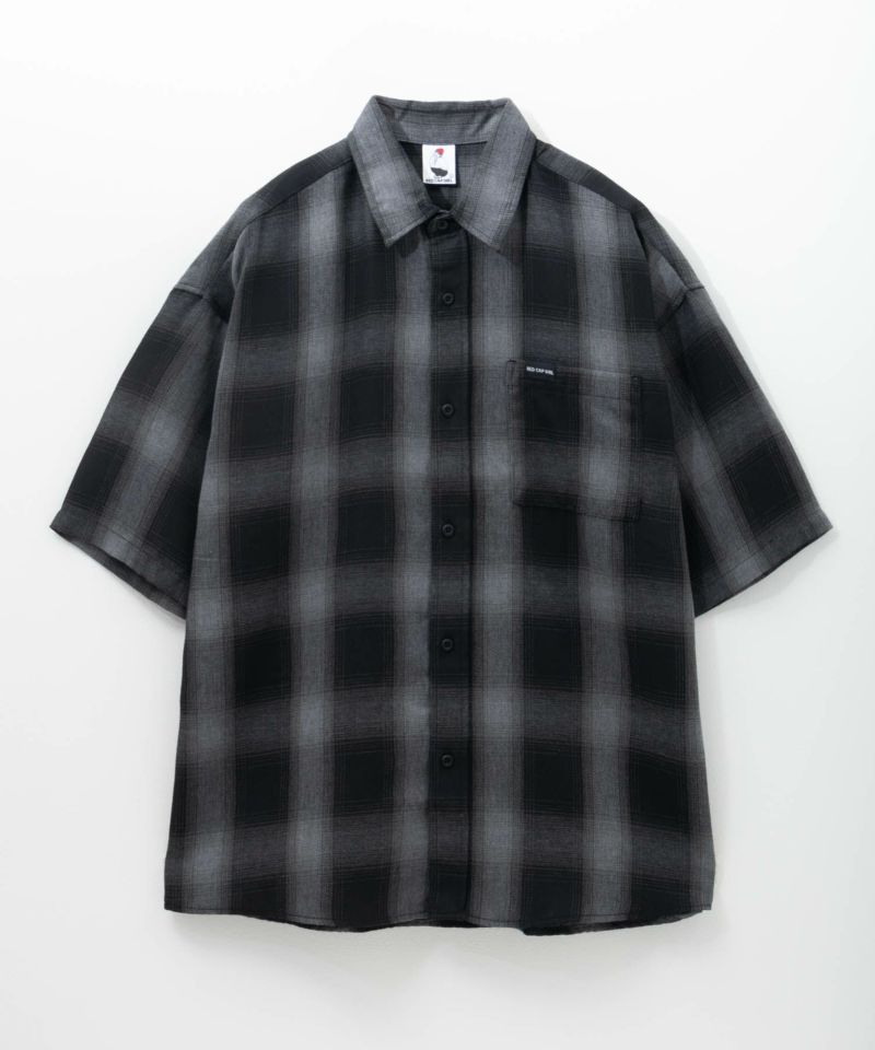 RED CAP GIRL  ルーズサイズバックイラストオンブレーチェック半袖シャツ メンズ商品画像-9