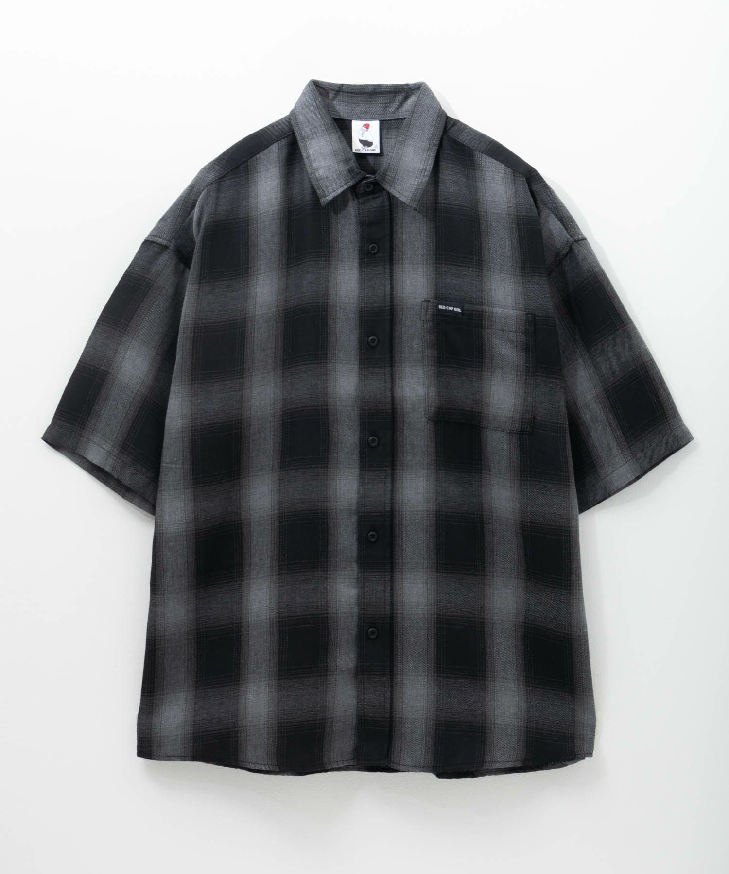 [期間限定価格]RED CAP GIRL  ルーズサイズバックイラストオンブレーチェック半袖シャツ メンズ商品画像-9
