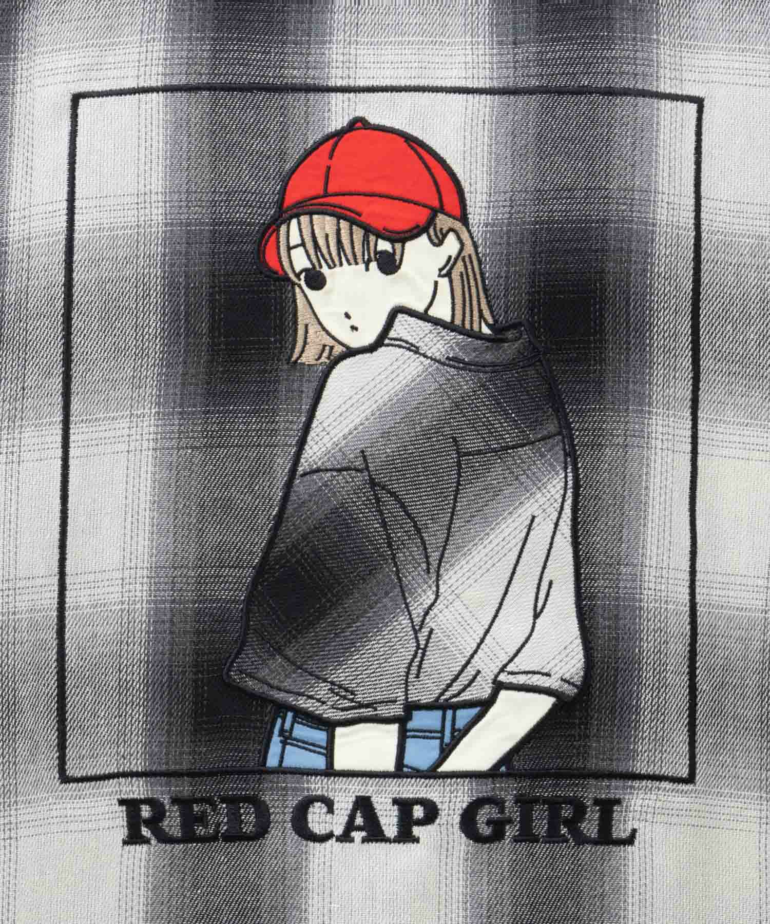 RED CAP GIRL ルーズサイズバックイラストオンブレーチェック半袖シャツ メンズ