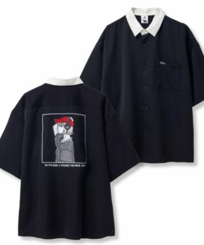 RED CAP GIRL  ルーズサイズバック刺繍クレリック半袖シャツ メンズ
