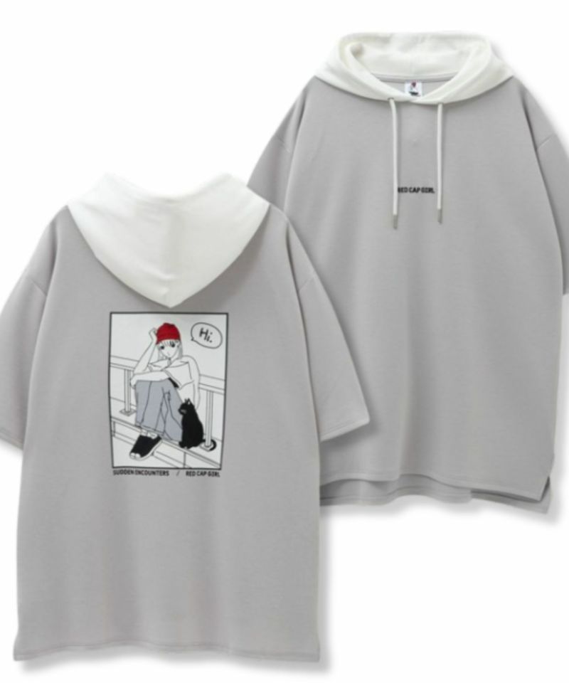 RED CAP GIRL ポンチ素材バックプリントフードTシャツ メンズ商品画像-2