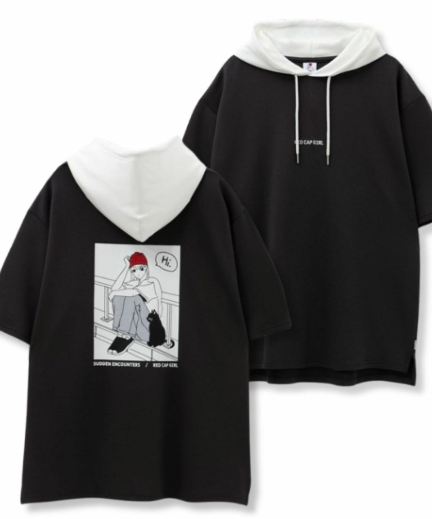 RED CAP GIRL ポンチ素材バックプリントフードTシャツ メンズ