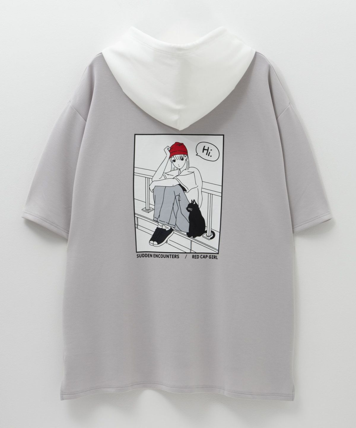 RED CAP GIRL ポンチ素材バックプリントフードTシャツ メンズ