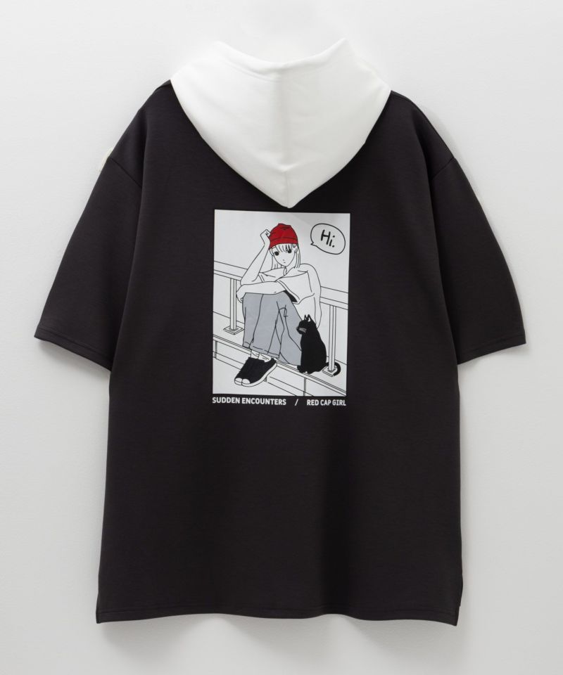 RED CAP GIRL ポンチ素材バックプリントフードTシャツ メンズ商品画像-8
