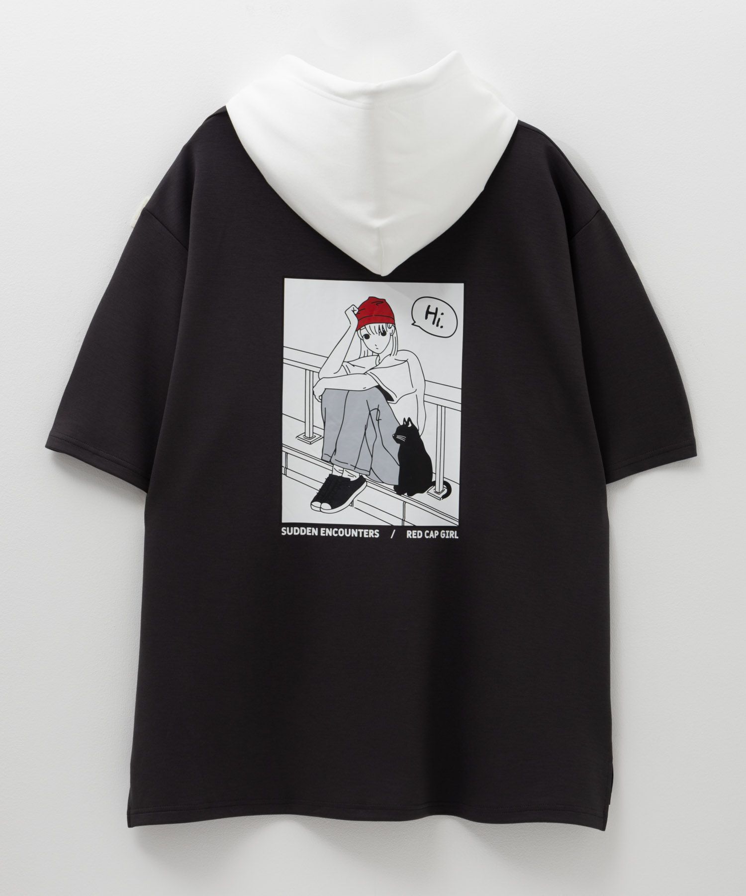 RED CAP GIRL  ポンチ素材バックプリントフードTシャツ メンズ商品画像-8