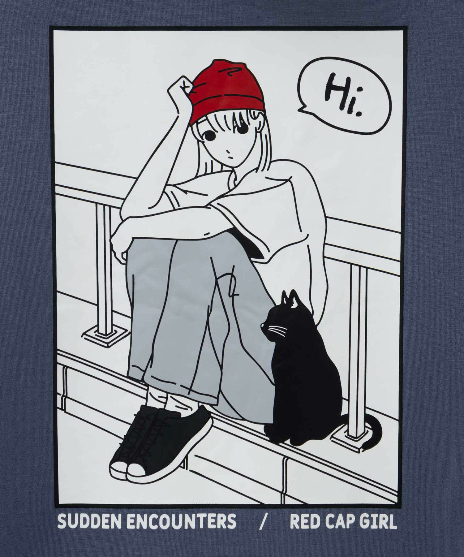 RED CAP GIRL ポンチ素材バックプリントフードTシャツ メンズ