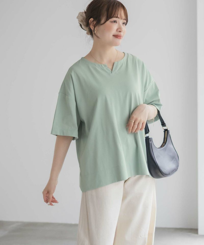 nAvy  エブリーT 汗じみ軽減 キーネックTシャツ レディース メール便 対応商品商品画像-1