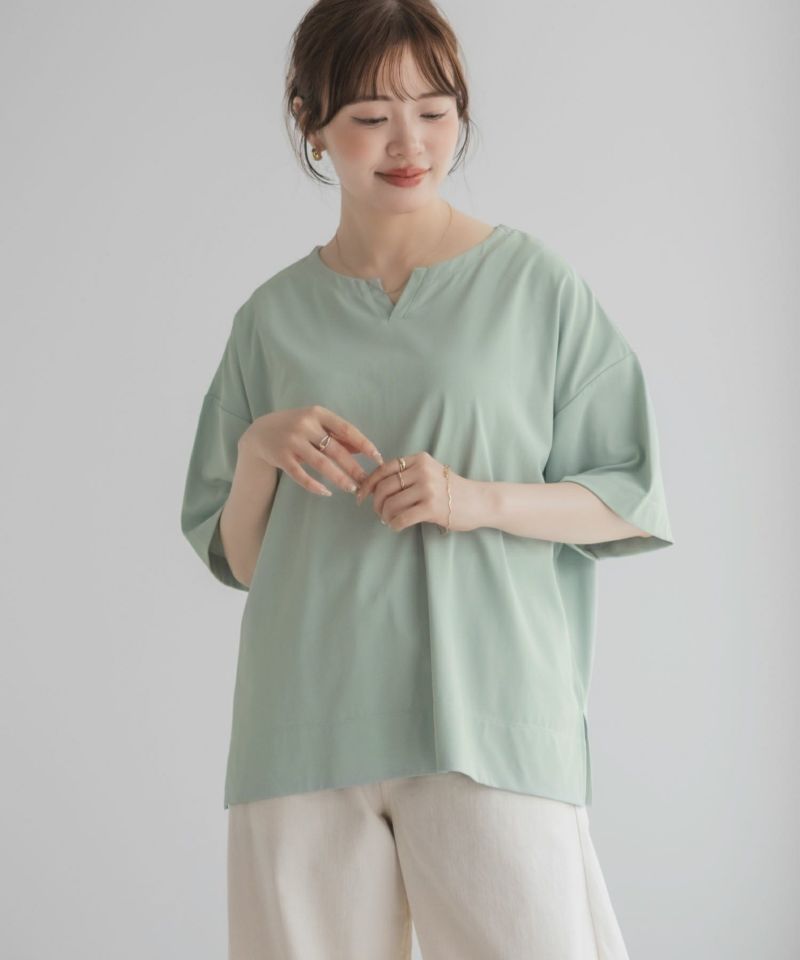 nAvy  エブリーT 汗じみ軽減 キーネックTシャツ レディース メール便 対応商品商品画像-6