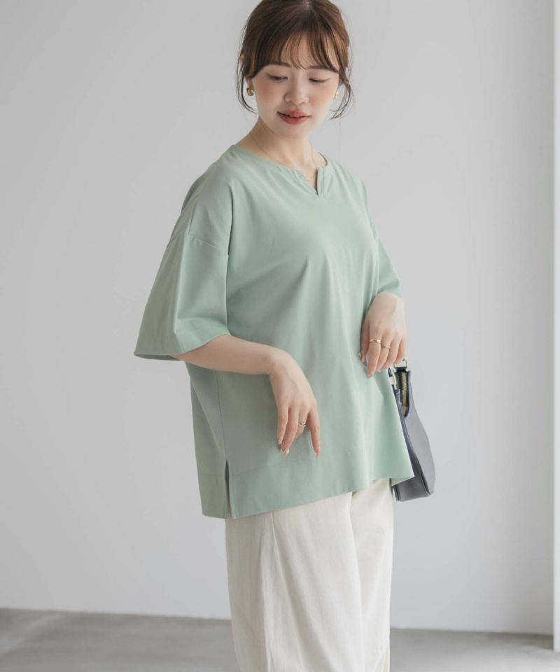 nAvy  エブリーT 汗じみ軽減 キーネックTシャツ レディース メール便 対応商品商品画像-7