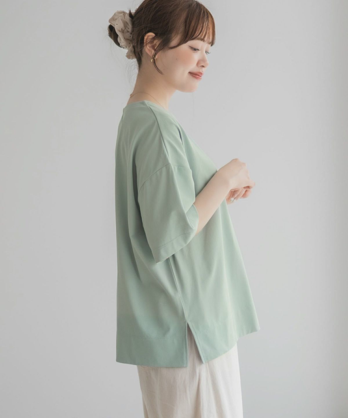 nAvy エブリーT 汗じみ軽減 キーネックTシャツ レディース ネコポス 対応商品