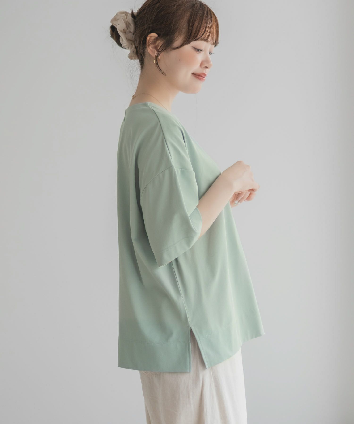 nAvy エブリーT 汗じみ軽減 キーネックTシャツ レディース ネコポス 対応商品