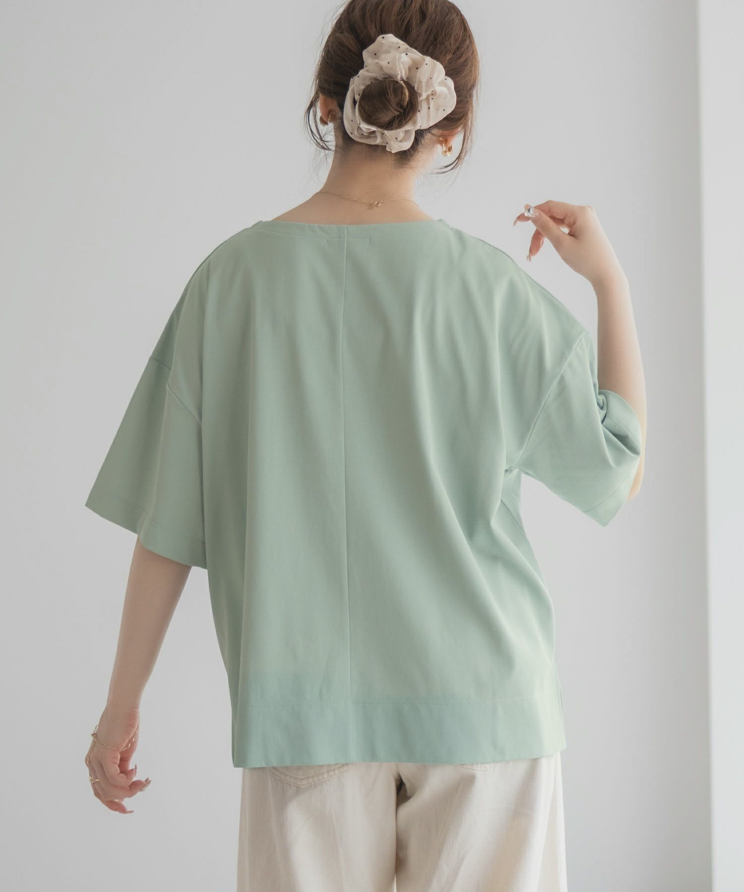 nAvy  エブリーT 汗じみ軽減 キーネックTシャツ レディース メール便 対応商品商品画像-9