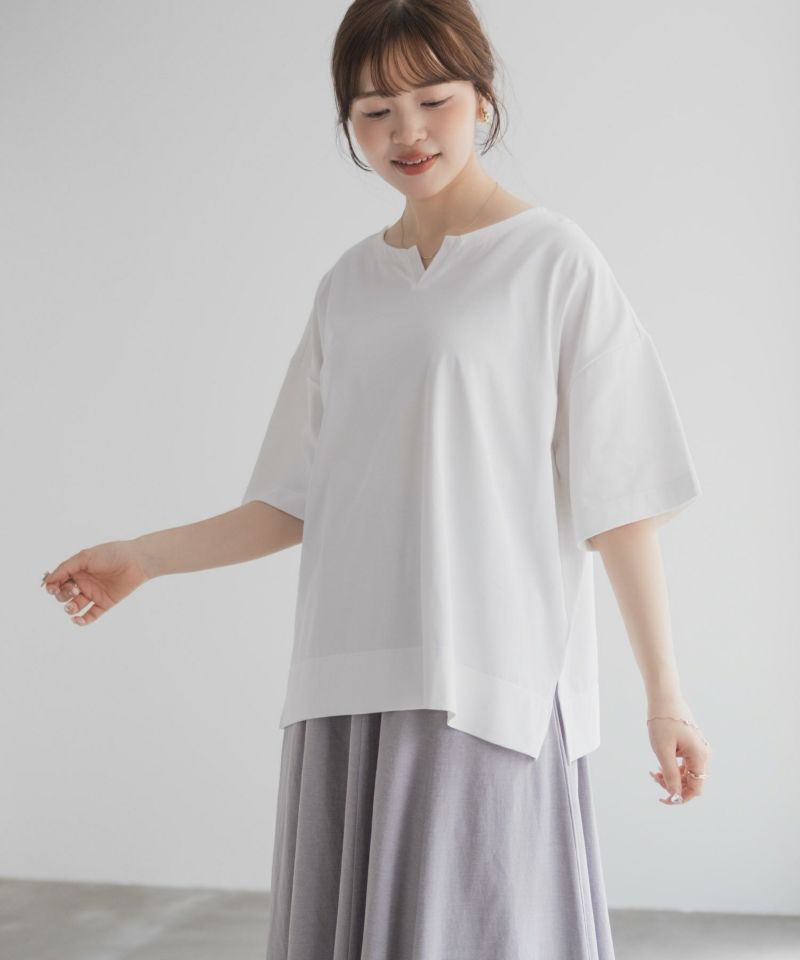 nAvy  エブリーT 汗じみ軽減 キーネックTシャツ レディース メール便 対応商品商品画像-11