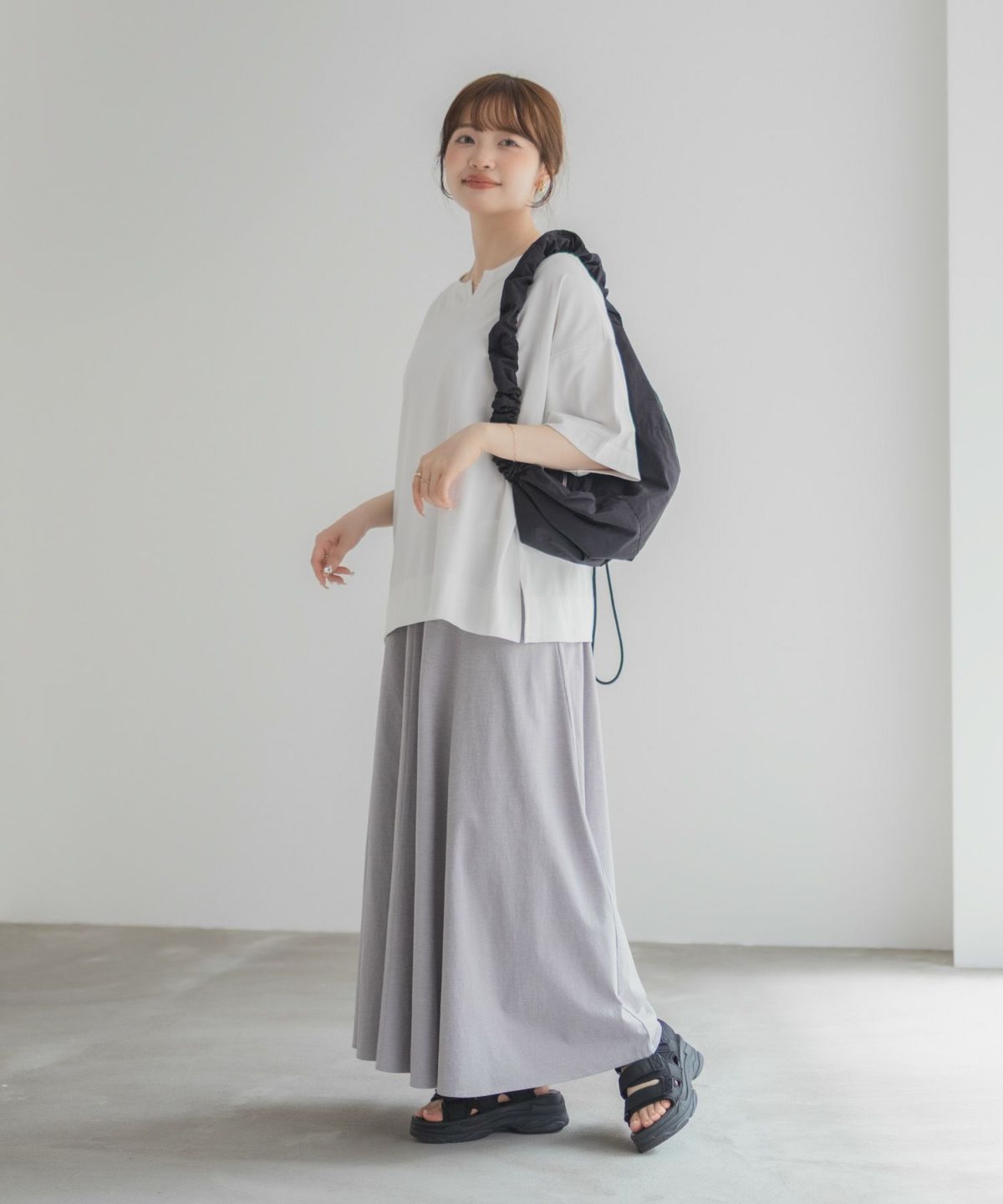 nAvy エブリーT 汗じみ軽減 キーネックTシャツ レディース ネコポス 対応商品