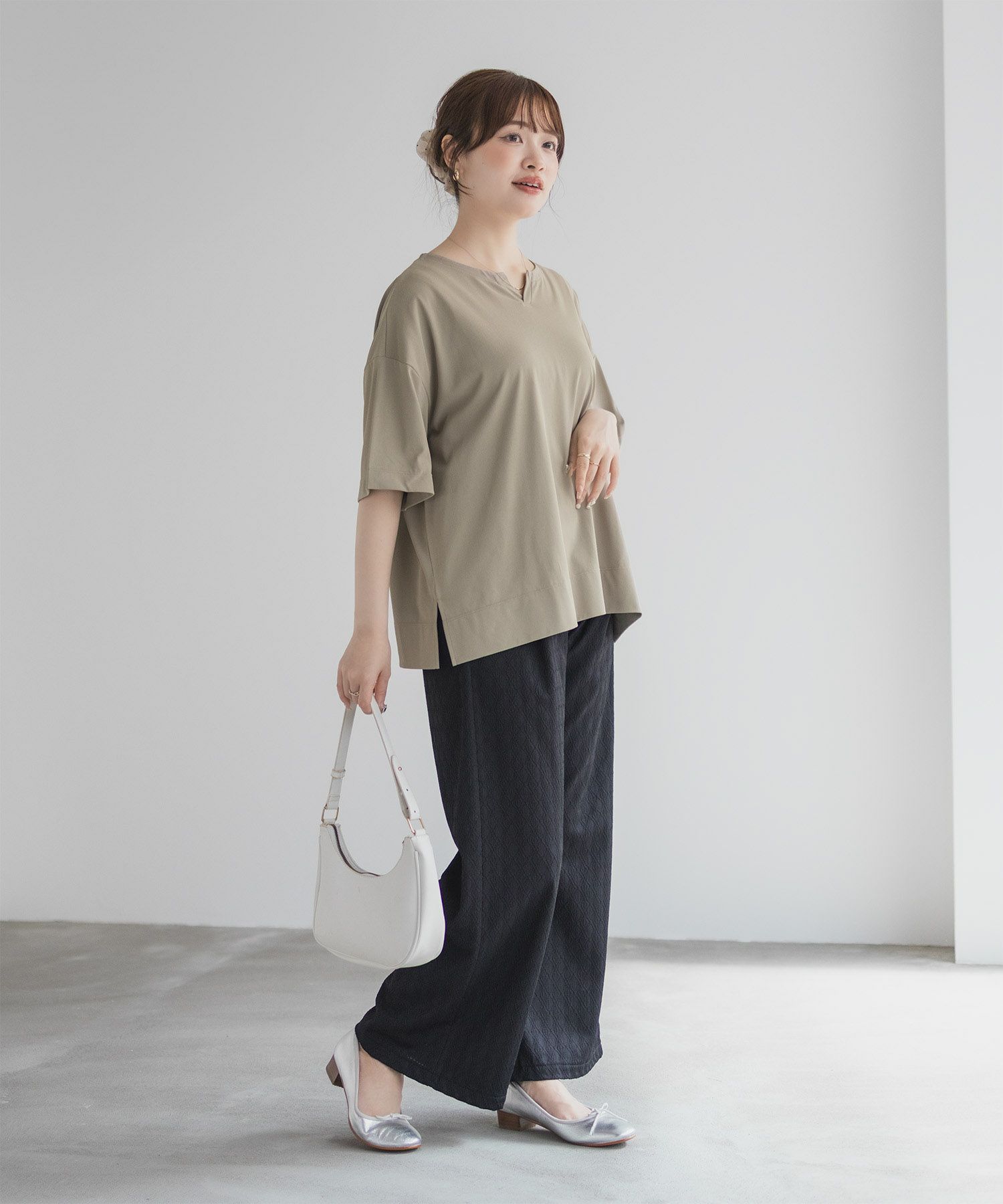 nAvy エブリーT 汗じみ軽減 キーネックTシャツ レディース ネコポス 対応商品