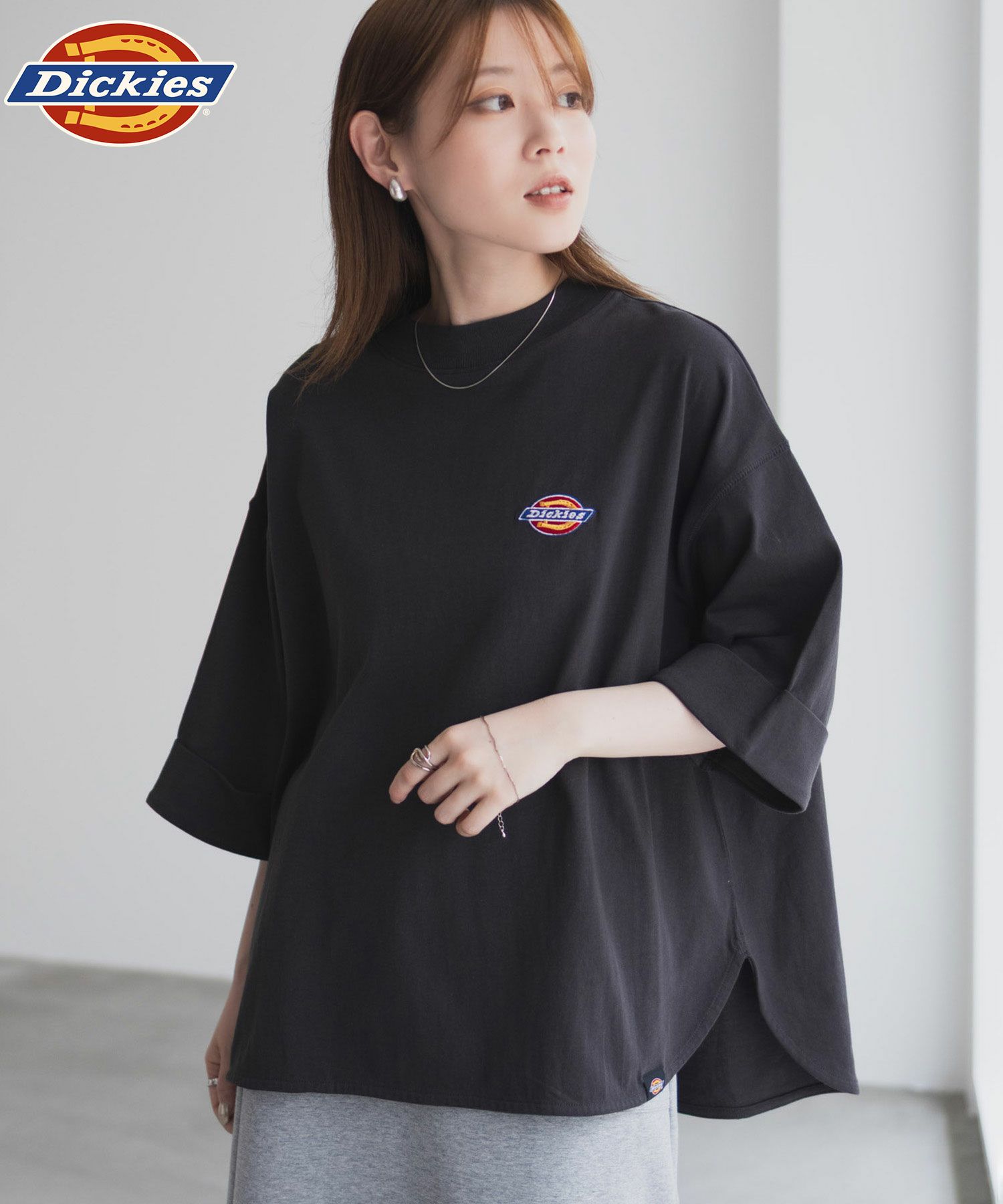Dickies 刺繍6分袖ロールアップTシャツ レディース ネコポス 対応商品